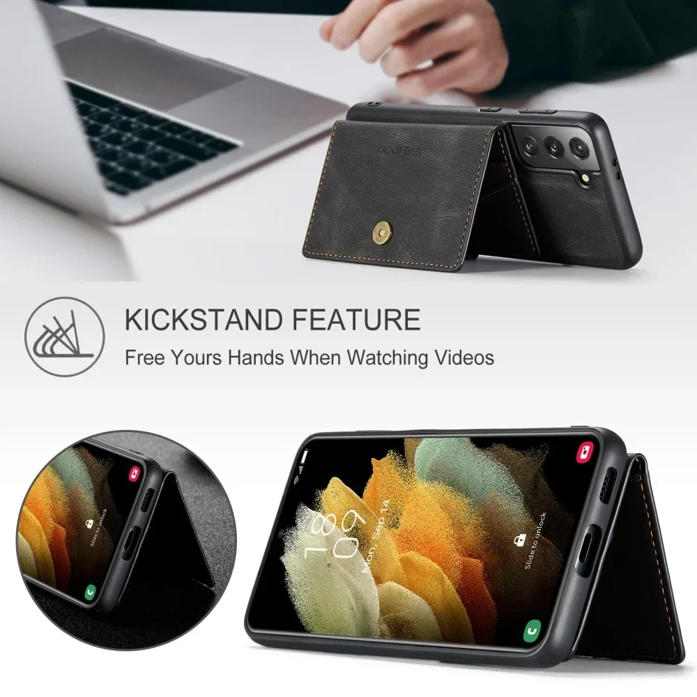 CaseMe JH-01 Samsung S22 Plus Hoesje met Magnetische Kaarthouder Zwart afbeelding 5