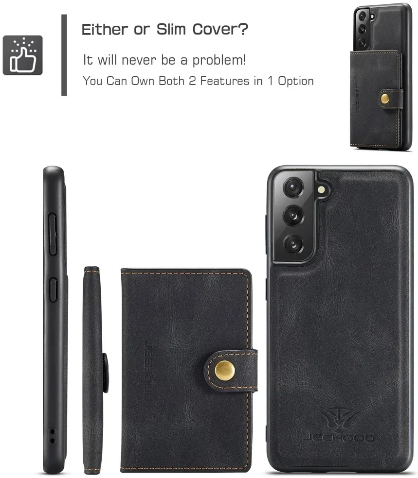 CaseMe JH-01 Samsung S22 Plus Hoesje met Magnetische Kaarthouder Zwart afbeelding 6