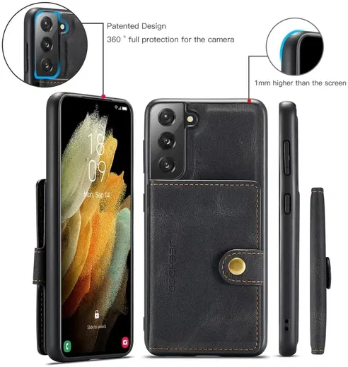 CaseMe JH-01 Samsung S22 Plus Hoesje met Magnetische Kaarthouder Zwart afbeelding 8