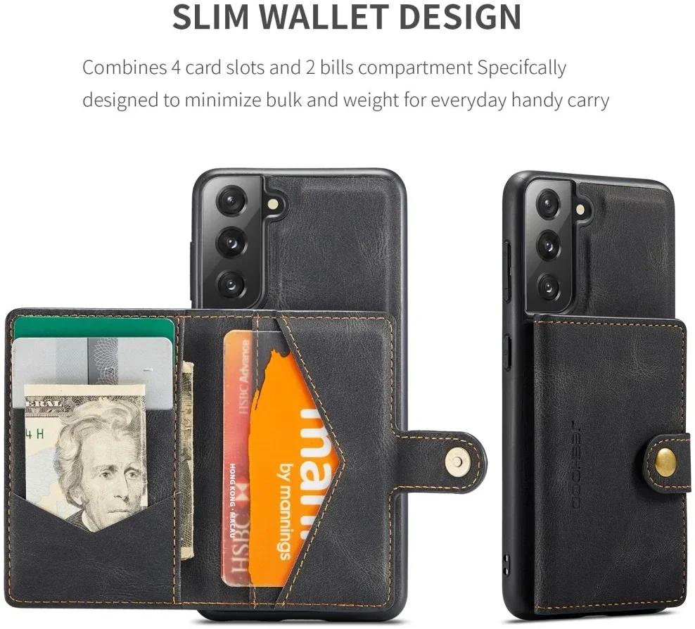 CaseMe JH-01 Samsung S22 Plus Hoesje met Magnetische Kaarthouder Zwart afbeelding 9