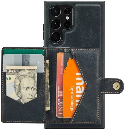 CaseMe JH-01 Samsung S22 Ultra Hoesje Magnetische Kaarthouder Zwart afbeelding 2