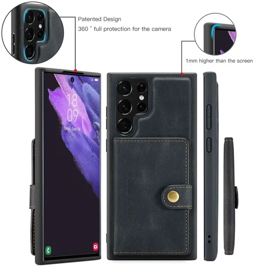 CaseMe JH-01 Samsung S22 Ultra Hoesje Magnetische Kaarthouder Zwart afbeelding 4