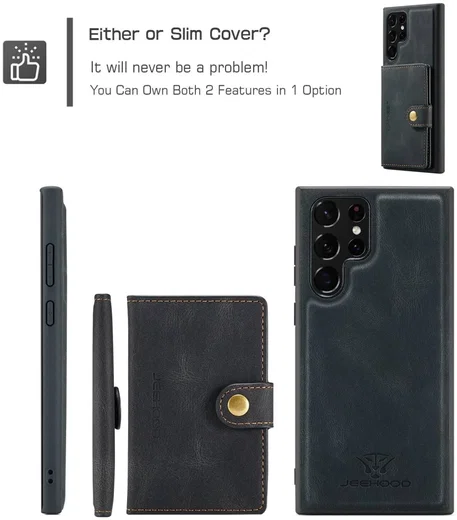 CaseMe JH-01 Samsung S22 Ultra Hoesje Magnetische Kaarthouder Zwart afbeelding 6