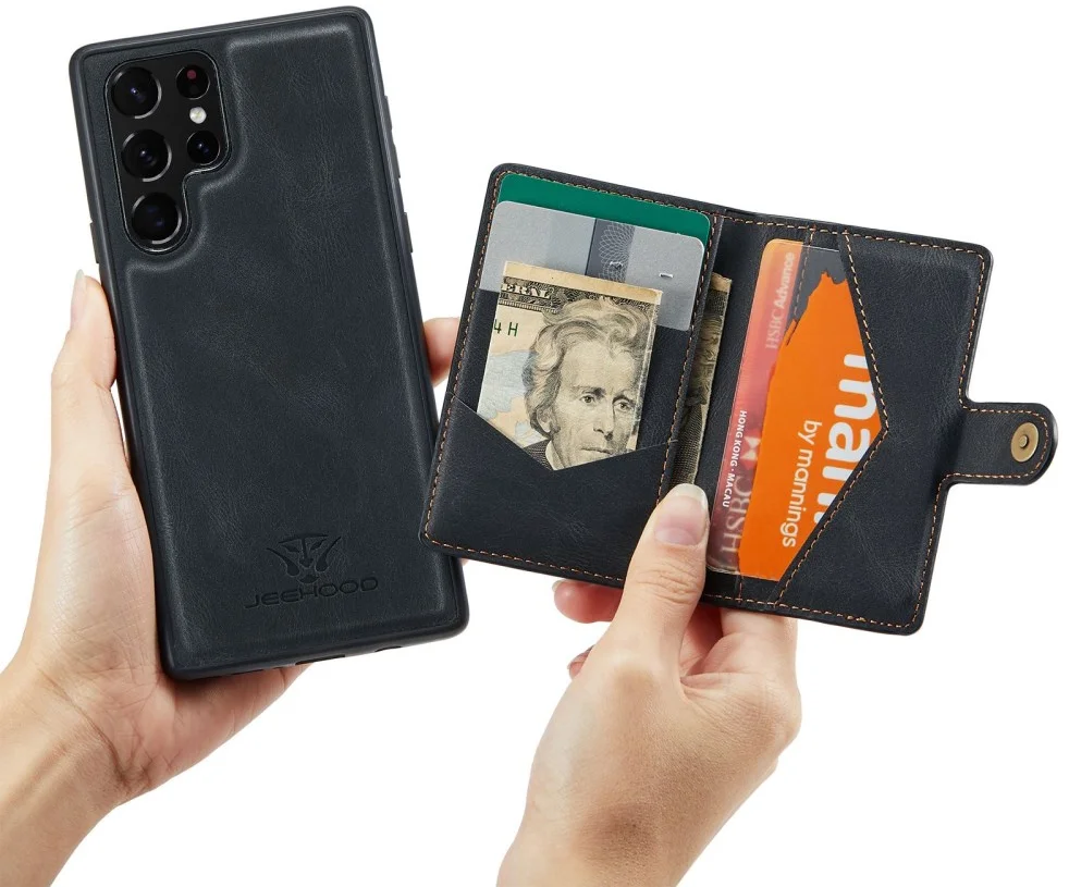 CaseMe JH-01 Samsung S22 Ultra Hoesje Magnetische Kaarthouder Zwart afbeelding 7