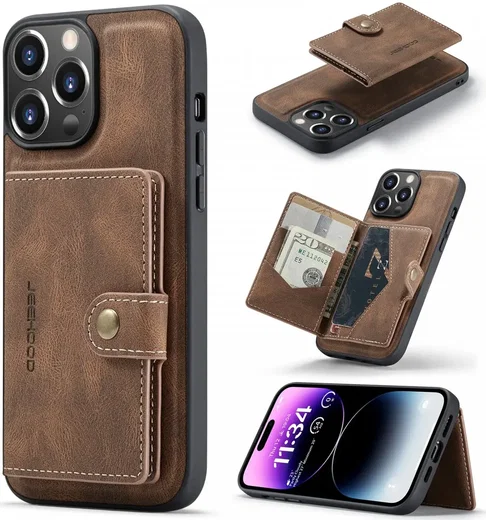 CaseMe JH-01 iPhone 15 Pro Max Hoesje Magnetische Kaarthouder Bruin afbeelding 2