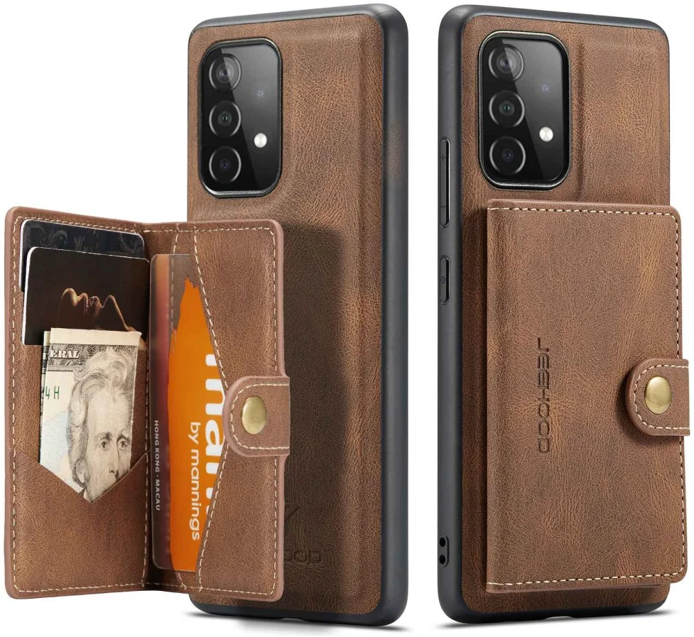 CaseMe JH-01 Samsung Galaxy A33 Hoesje Magnetische Kaarthouder Bruin afbeelding 1