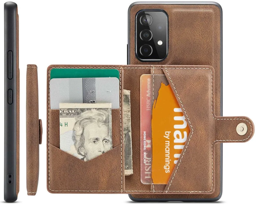 CaseMe JH-01 Samsung Galaxy A33 Hoesje Magnetische Kaarthouder Bruin afbeelding 2