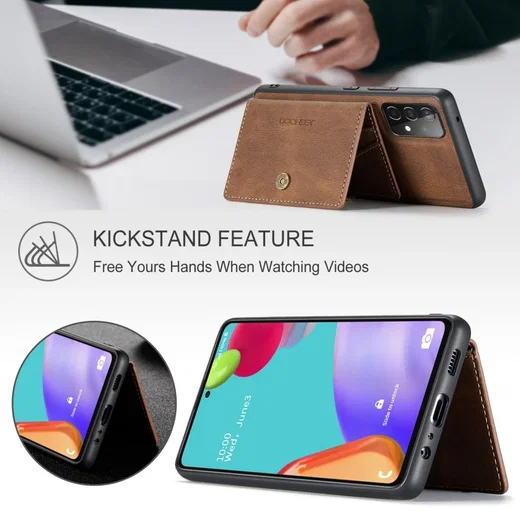 CaseMe JH-01 Samsung Galaxy A33 Hoesje Magnetische Kaarthouder Bruin afbeelding 5