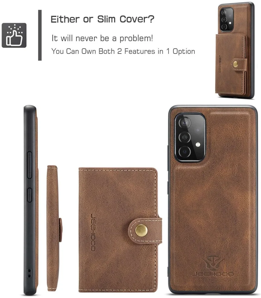 CaseMe JH-01 Samsung Galaxy A33 Hoesje Magnetische Kaarthouder Bruin afbeelding 6