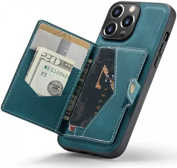 CaseMe JH-01 iPhone 15 Pro Max Hoesje Magnetische Kaarthouder Blauw
