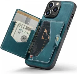 CaseMe JH-01 iPhone 15 Pro Max Hoesje Magnetische Kaarthouder Blauw afbeelding