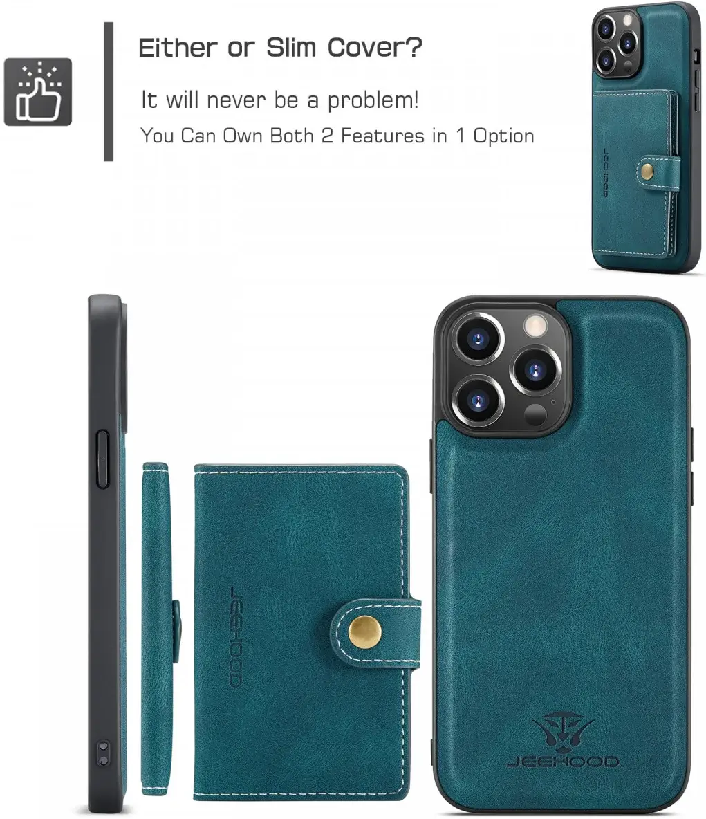 CaseMe JH-01 iPhone 15 Pro Max Hoesje Magnetische Kaarthouder Blauw afbeelding 5