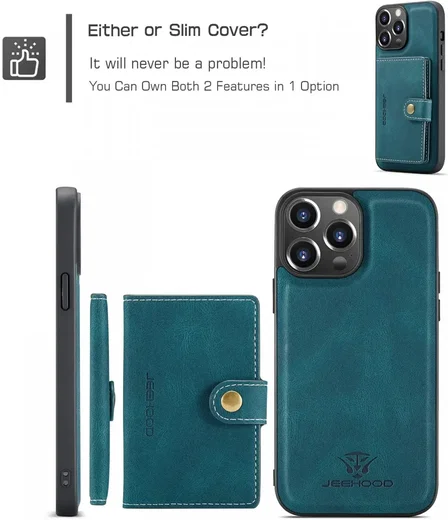 CaseMe JH-01 iPhone 15 Pro Max Hoesje Magnetische Kaarthouder Blauw afbeelding 5