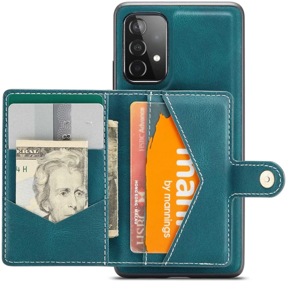 CaseMe JH-01 Samsung Galaxy A32 5G Hoesje Magnetische Pashouder Blauw afbeelding 2