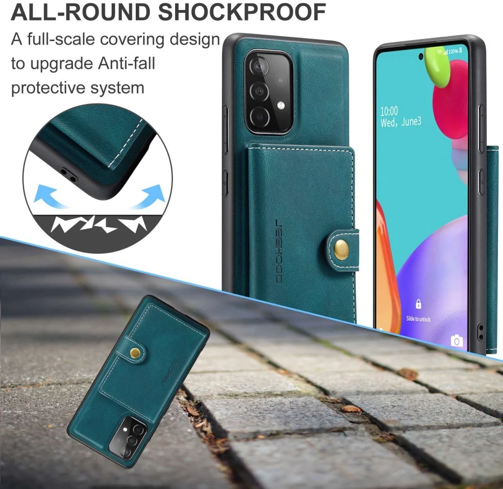 CaseMe JH-01 Samsung Galaxy A32 5G Hoesje Magnetische Pashouder Blauw afbeelding 4