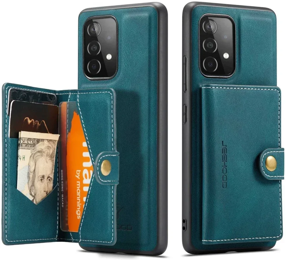 CaseMe JH-01 Samsung Galaxy A34 Hoesje Magnetische Kaarthouder Blauw afbeelding 1