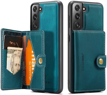 CaseMe JH-01 Samsung Galaxy S22 Hoesje Magnetische Kaarthouder Blauw