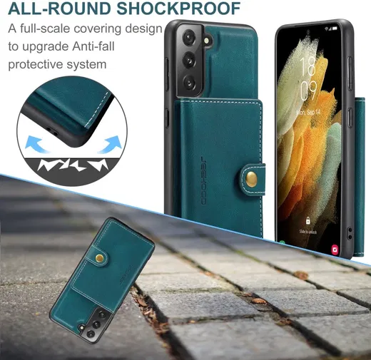 CaseMe JH-01 Samsung Galaxy S22 Hoesje Magnetische Kaarthouder Blauw afbeelding 4