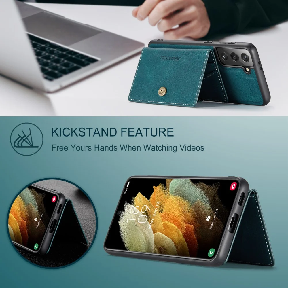 CaseMe JH-01 Samsung Galaxy S22 Hoesje Magnetische Kaarthouder Blauw afbeelding 5