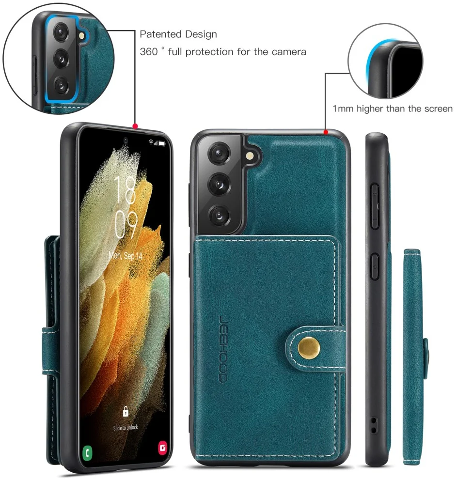 CaseMe JH-01 Samsung Galaxy S22 Hoesje Magnetische Kaarthouder Blauw afbeelding 7