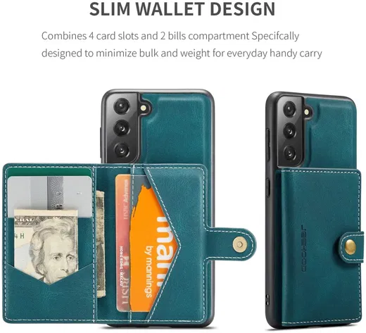 CaseMe JH-01 Samsung Galaxy S22 Hoesje Magnetische Kaarthouder Blauw afbeelding 8