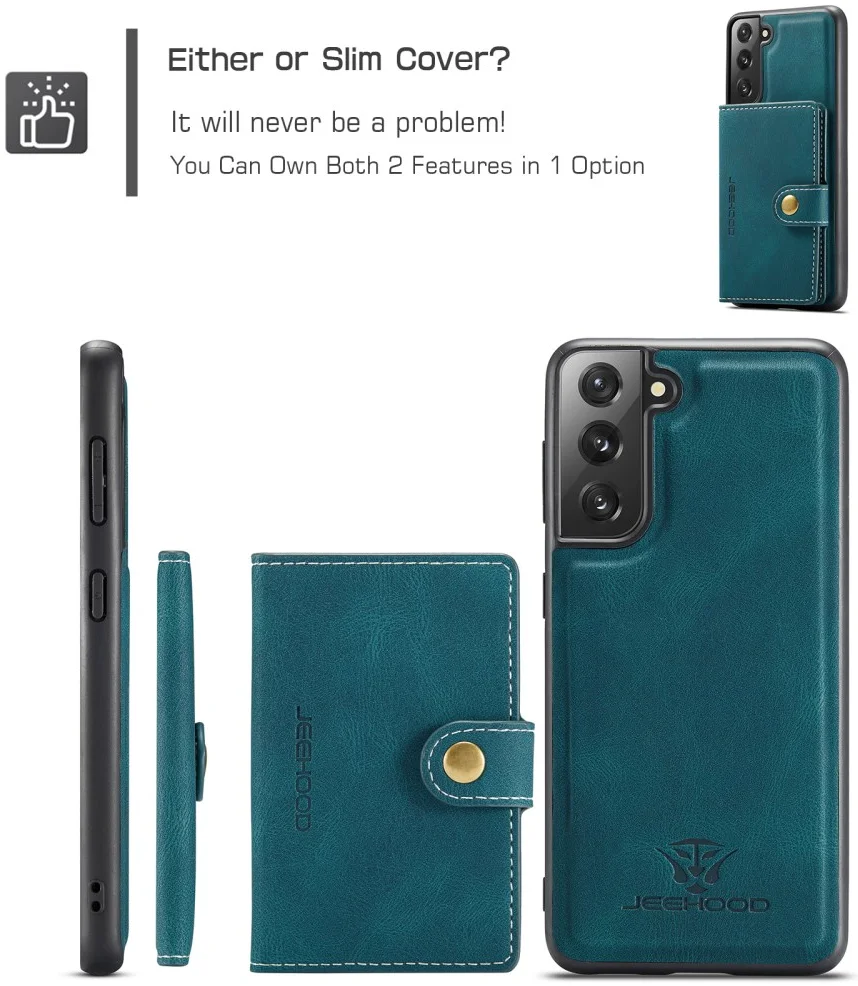 CaseMe JH-01 Samsung Galaxy S22 Hoesje Magnetische Kaarthouder Blauw afbeelding 9