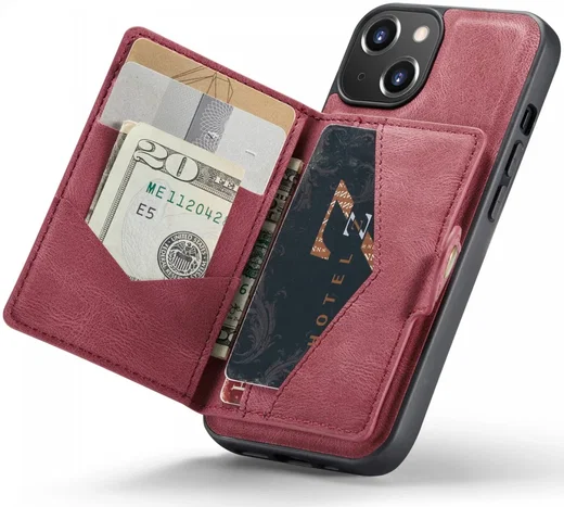 CaseMe JH-01 Apple iPhone 14 Hoesje met Magnetische Kaarthouder Rood afbeelding 1