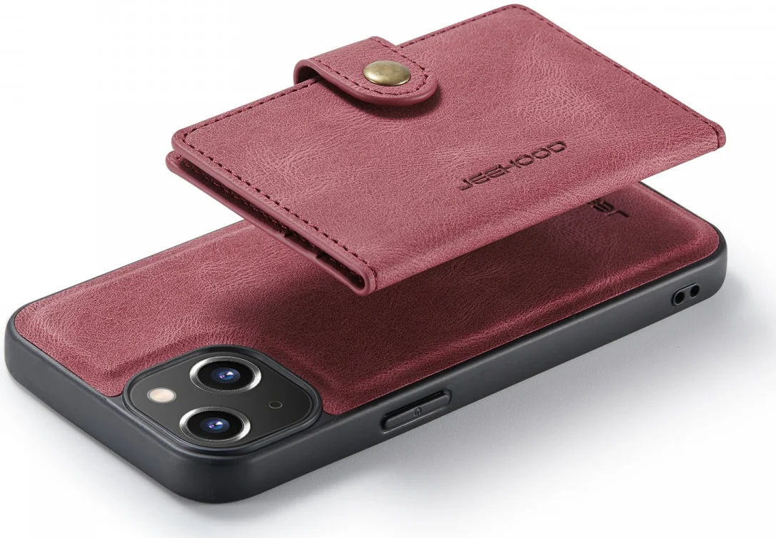 CaseMe JH-01 Apple iPhone 14 Hoesje met Magnetische Kaarthouder Rood afbeelding 2