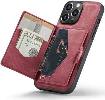 CaseMe JH-01 Apple iPhone 15 Pro Hoesje Magnetische Kaarthouder Rood