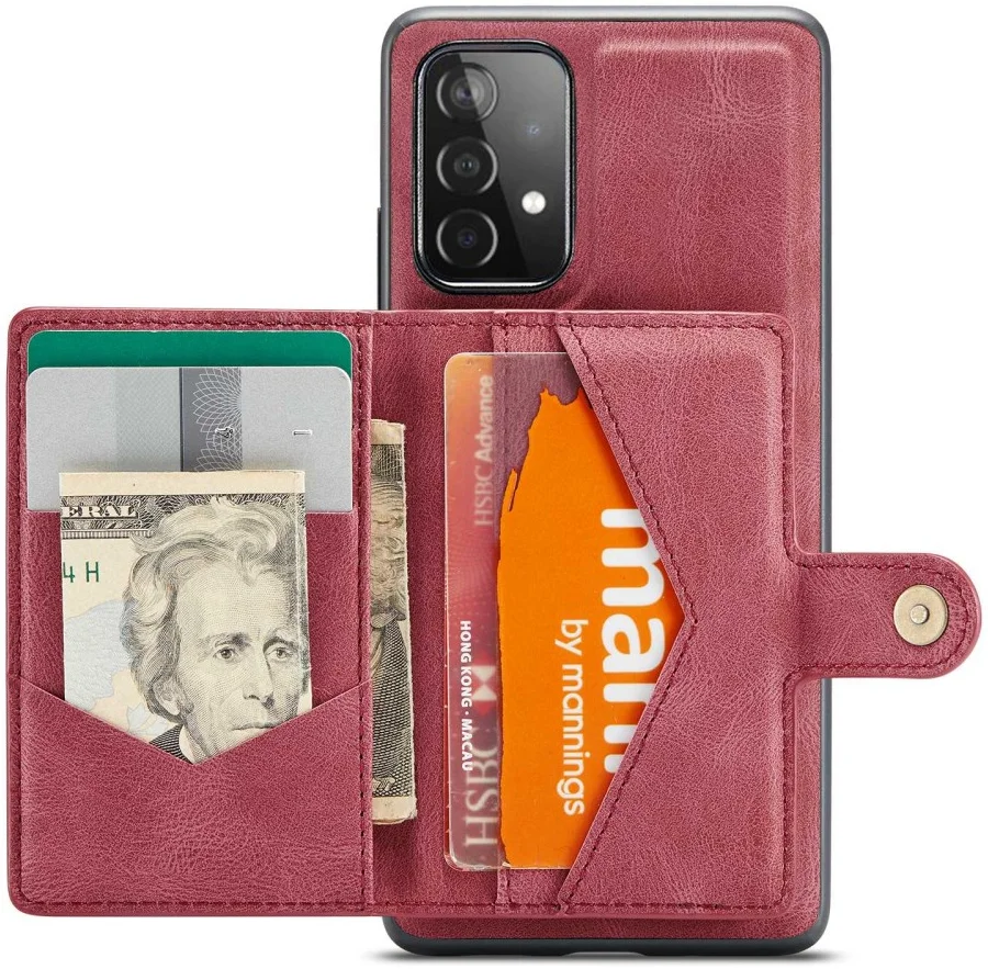 CaseMe JH-01 Samsung Galaxy A32 5G Hoesje Magnetische Pashouder Rood afbeelding 2