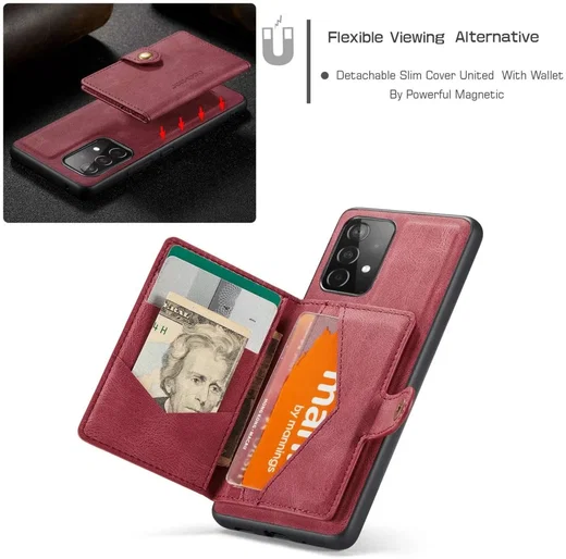 CaseMe JH-01 Samsung Galaxy A32 5G Hoesje Magnetische Pashouder Rood afbeelding 3