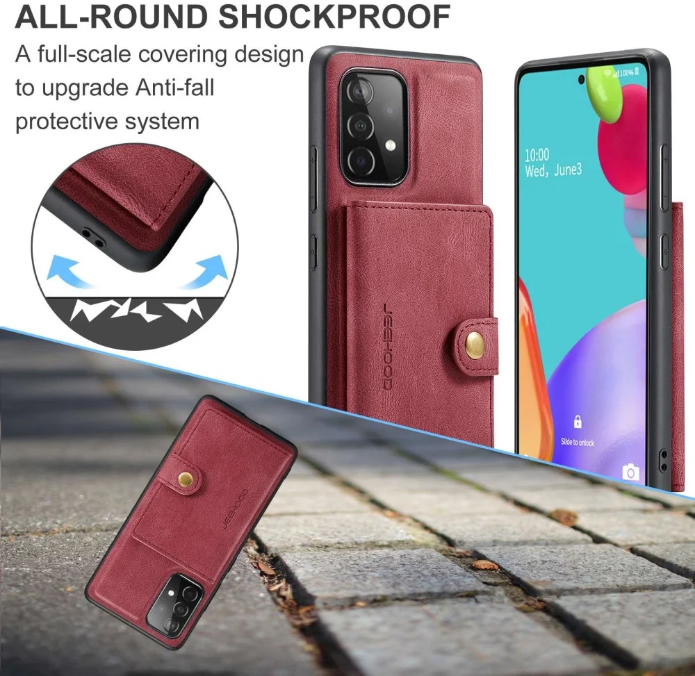 CaseMe JH-01 Samsung Galaxy A32 5G Hoesje Magnetische Pashouder Rood afbeelding 4