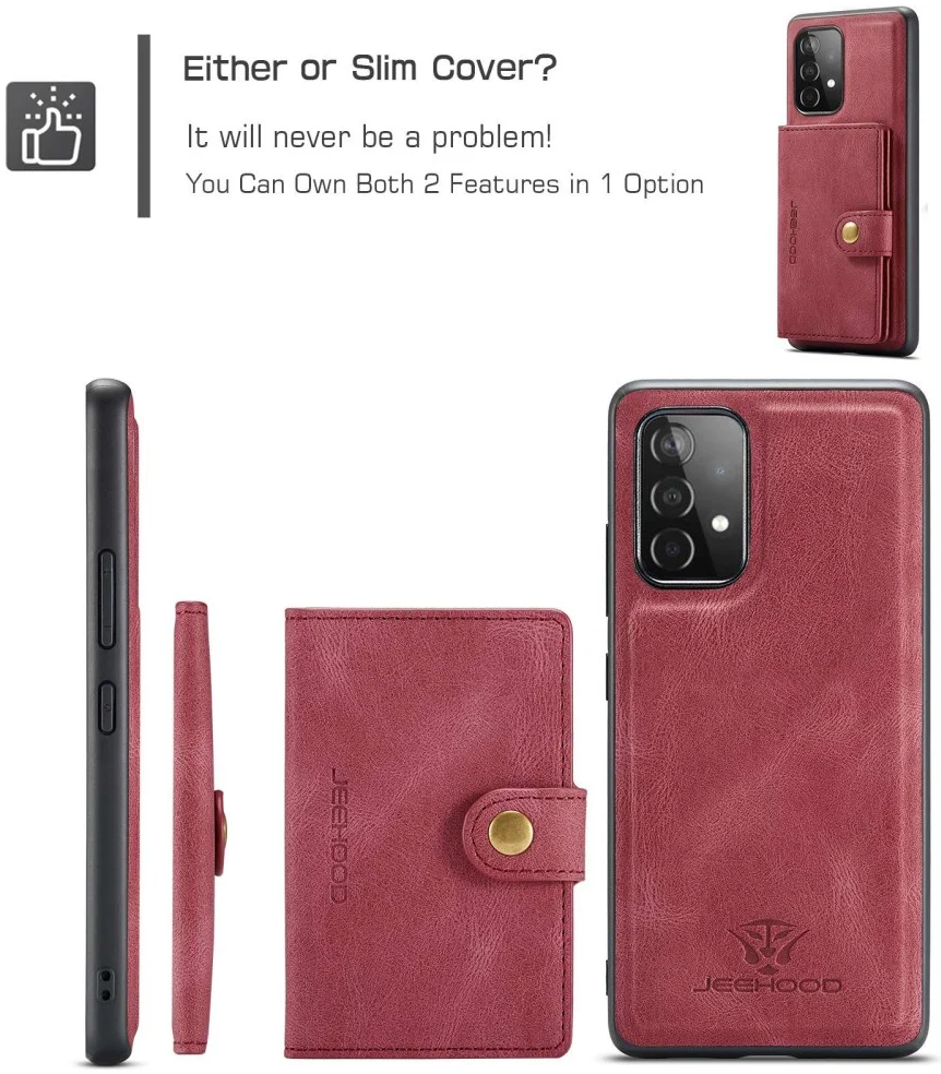 CaseMe JH-01 Samsung Galaxy A32 5G Hoesje Magnetische Pashouder Rood afbeelding 5