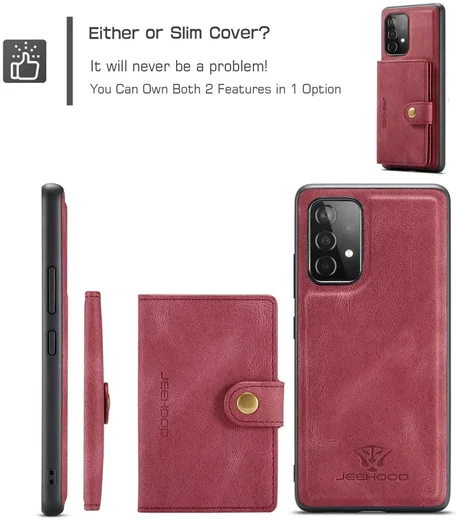 CaseMe JH-01 Samsung Galaxy A32 5G Hoesje Magnetische Pashouder Rood afbeelding 5