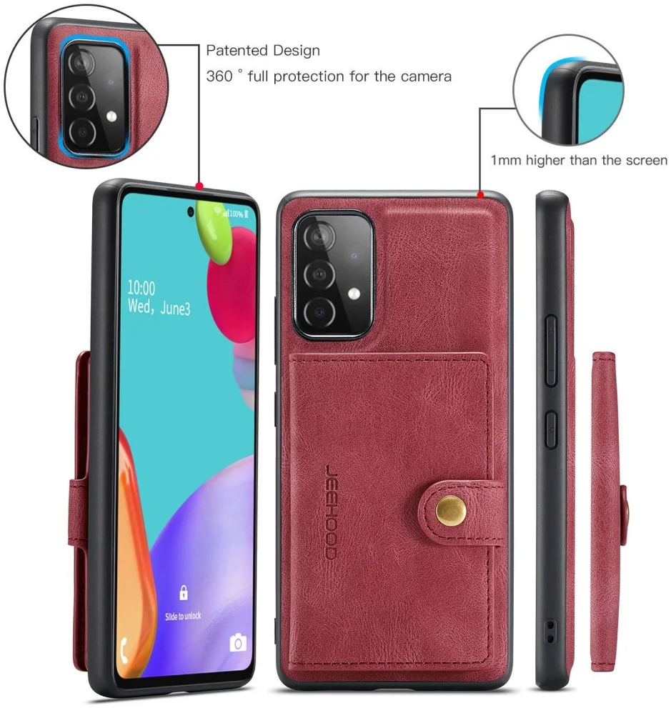 CaseMe JH-01 Samsung Galaxy A32 5G Hoesje Magnetische Pashouder Rood afbeelding 6