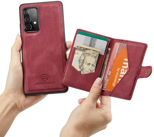 CaseMe JH-01 Samsung Galaxy A32 5G Hoesje Magnetische Pashouder Rood afbeelding 7