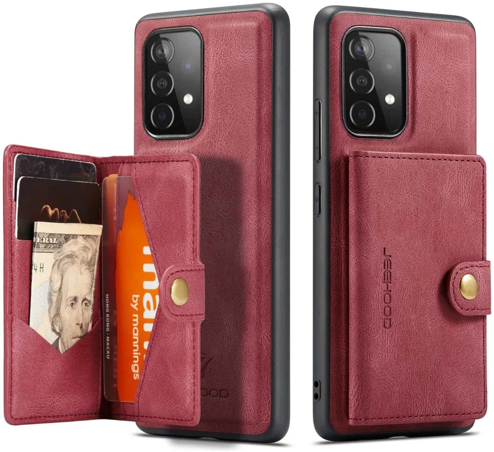 CaseMe JH-01 Samsung Galaxy A33 Hoesje Magnetische Kaarthouder Rood afbeelding 1