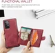 CaseMe JH-01 Samsung Galaxy A33 Hoesje Magnetische Kaarthouder Rood afbeelding 3
