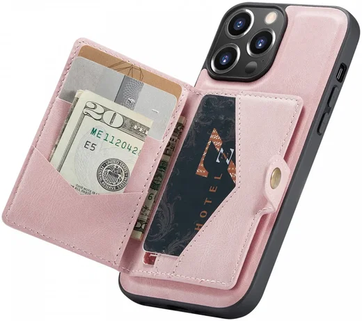 CaseMe JH-01 Apple iPhone 13 Hoesje met Magnetische Kaarthouder Roze afbeelding 2