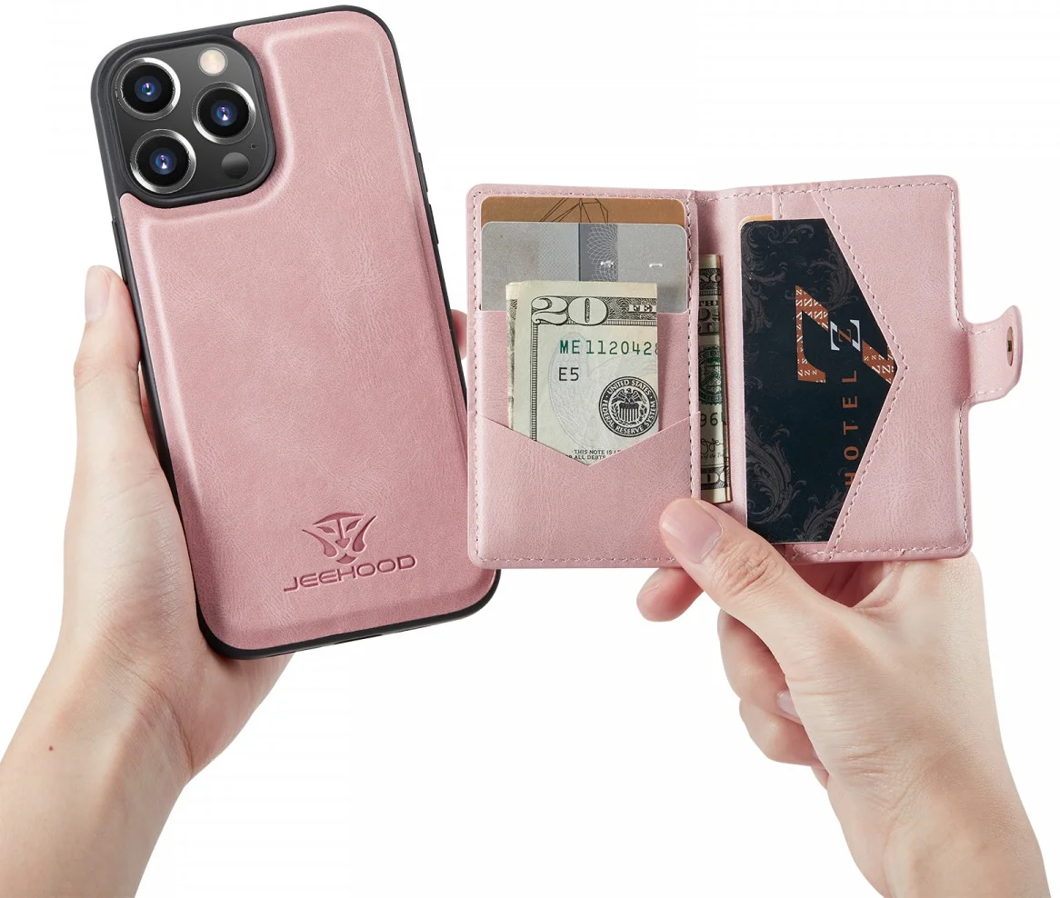 CaseMe JH-01 Apple iPhone 13 Hoesje met Magnetische Kaarthouder Roze afbeelding 5