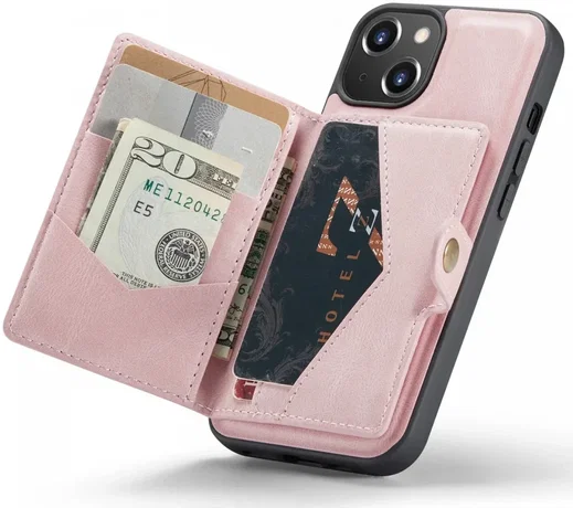 CaseMe JH-01 Apple iPhone 15 Hoesje met Magnetische Kaarthouder Roze afbeelding 1