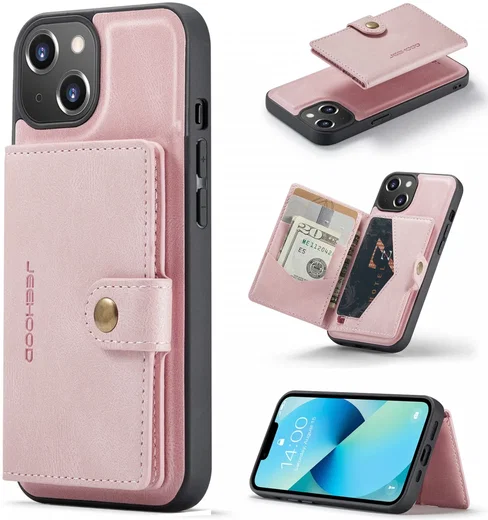 CaseMe JH-01 Apple iPhone 15 Hoesje met Magnetische Kaarthouder Roze afbeelding 2