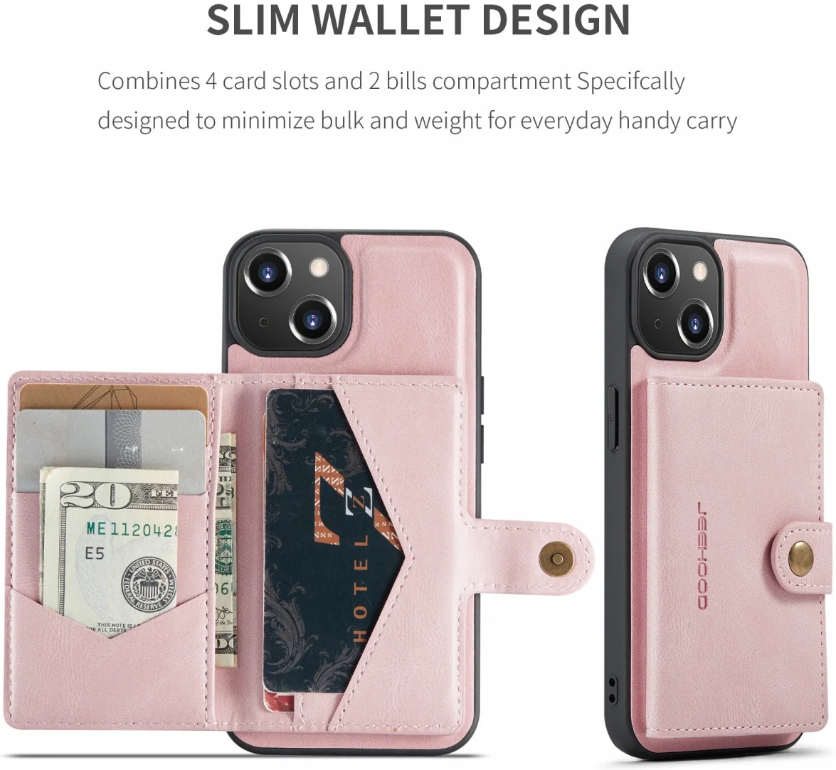 CaseMe JH-01 Apple iPhone 15 Hoesje met Magnetische Kaarthouder Roze afbeelding 9