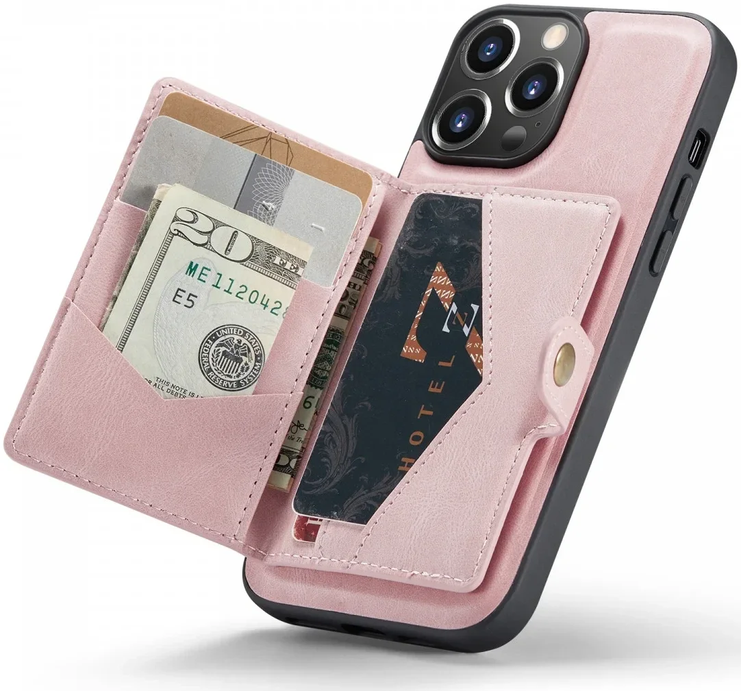 CaseMe JH-01 Apple iPhone 15 Pro Hoesje Magnetische Kaarthouder Roze afbeelding 1
