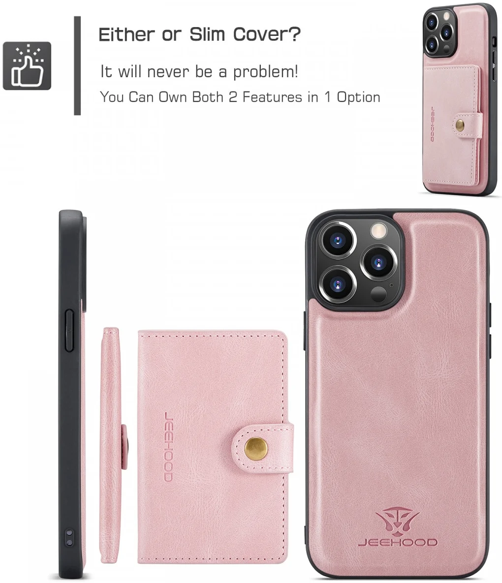 CaseMe JH-01 Apple iPhone 15 Pro Hoesje Magnetische Kaarthouder Roze afbeelding 7