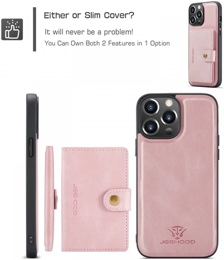 CaseMe JH-01 Apple iPhone 15 Pro Hoesje Magnetische Kaarthouder Roze afbeelding 7