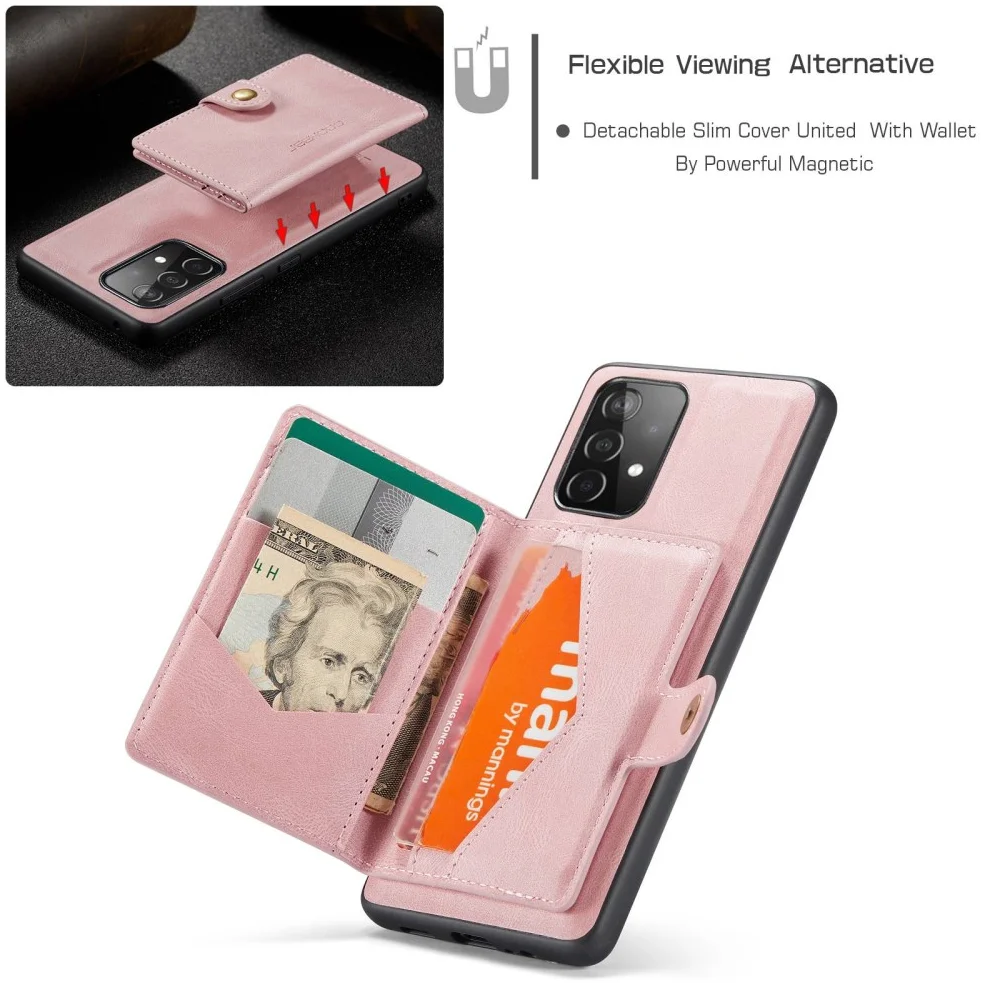 CaseMe JH-01 Samsung Galaxy A32 5G Hoesje Magnetische Pashouder Roze afbeelding 3