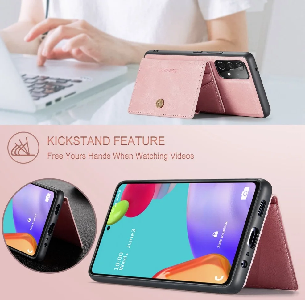 CaseMe JH-01 Samsung Galaxy A33 Hoesje Magnetische Kaarthouder Roze afbeelding 4