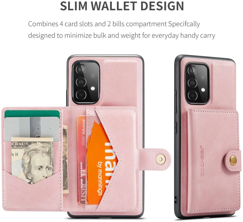 CaseMe JH-01 Samsung Galaxy A33 Hoesje Magnetische Kaarthouder Roze afbeelding 7