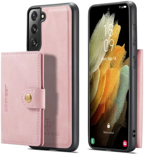 CaseMe JH-01 Samsung Galaxy S22 Hoesje Magnetische Kaarthouder Roze afbeelding 14